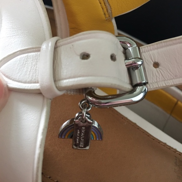 COACH Platform/Wedge Sandals - Yellow & Creme - Picture 6 of 7